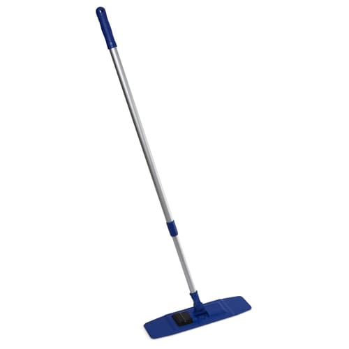 A blue mop and handle on a white background