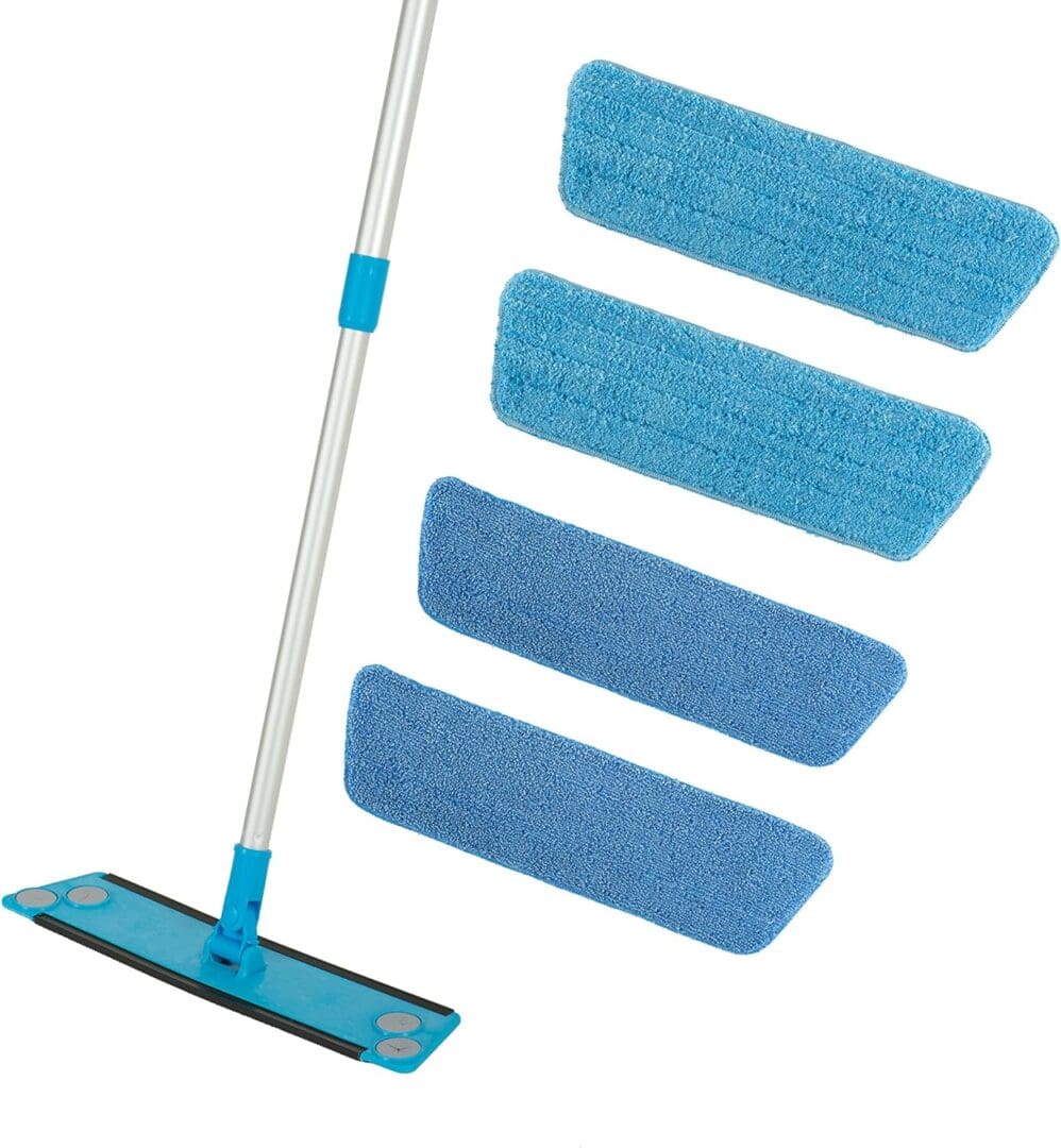 A mop and four pads are shown.